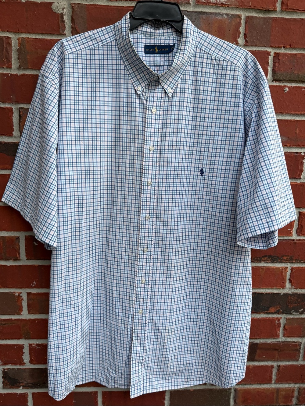 Polo Ralph Lauren 4XLT White/Blue/Pink Plaid Short-Sleeve Button-Down Shirt P7 - Picture 7 of 7